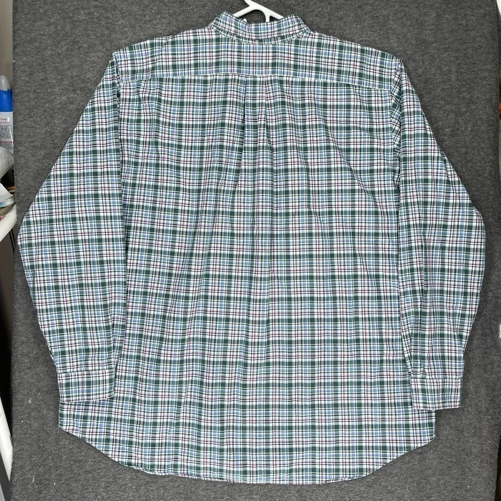 Polo Ralph Lauren Oxford Shirt Mens 3XLT Green Blue Plaid Flesh pony Long Sleeve